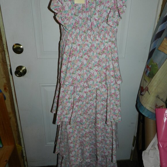 Entro Ruffle Tiered Maxi Dress floral size large🆕 FAST🏃‍♀️⚡🚚💥 - Picture 8 of 14